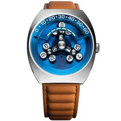 Automatisk vandrende time blåt brunbrun ur